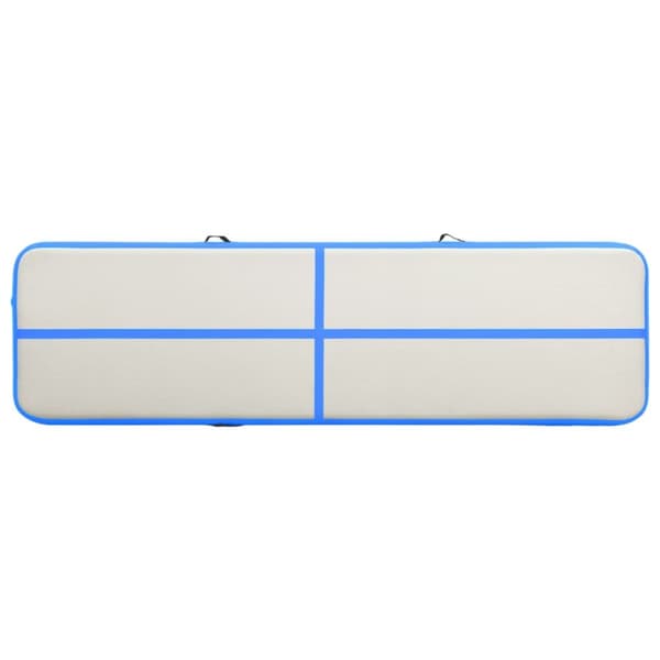 Uppblåsbar gymnastikmatta med pump 600x100x20 cm PVC blå