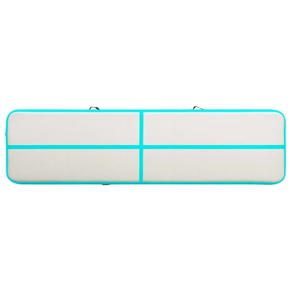 oppustelig gymnastikmåtte med pumpe 700x100x20 cm PVC grøn