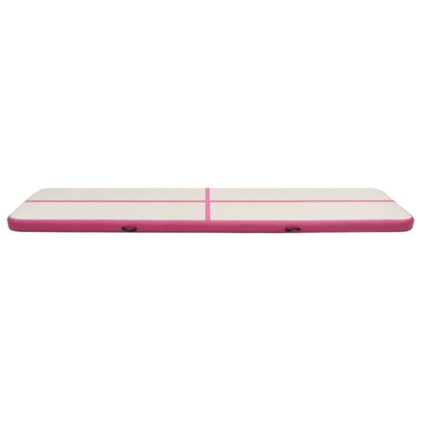 Uppblåsbar gymnastikmatta med pump 600x100x15 cm PVC rosa