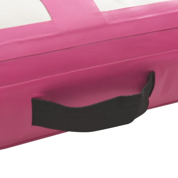 Uppblåsbar gymnastikmatta med pump 600x100x15 cm PVC rosa
