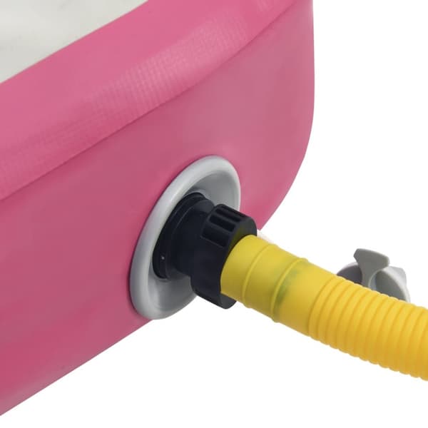 Uppblåsbar gymnastikmatta med pump 600x100x15 cm PVC rosa
