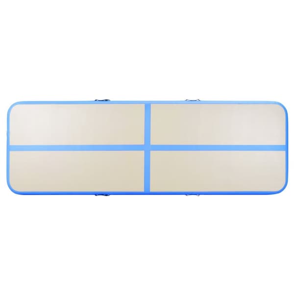 Uppblåsbar gymnastikmatta med pump 500x100x10 cm PVC blå