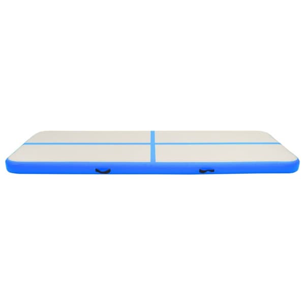 Uppblåsbar gymnastikmatta med pump 400x100x15 cm PVC blå