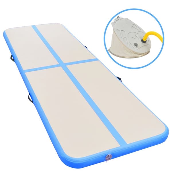 Uppblåsbar gymnastikmatta med pump 700x100x10 cm PVC blå