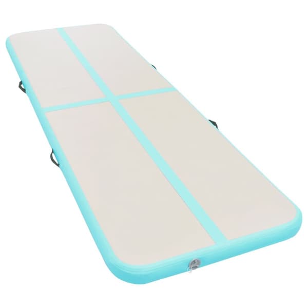 Uppblåsbar gymnastikmatta med pump 700x100x10 cm PVC grön