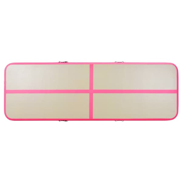 Uppblåsbar gymnastikmatta med pump 500x100x10 cm PVC rosa