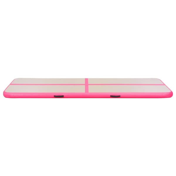 Uppblåsbar gymnastikmatta med pump 500x100x10 cm PVC rosa