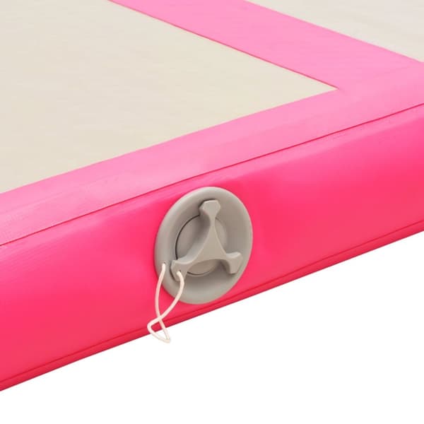 Uppblåsbar gymnastikmatta med pump 500x100x10 cm PVC rosa