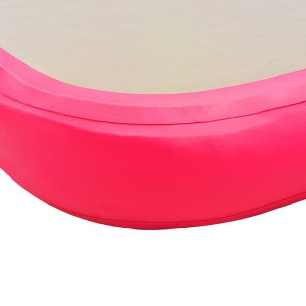 Uppblåsbar gymnastikmatta med pump 500x100x10 cm PVC rosa