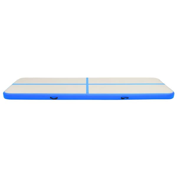 Uppblåsbar gymnastikmatta med pump 600x100x15 cm PVC blå