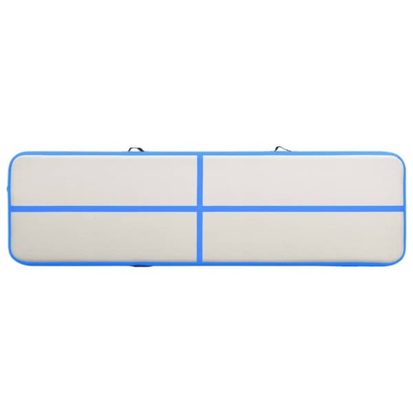 Uppblåsbar gymnastikmatta med pump 600x100x15 cm PVC blå
