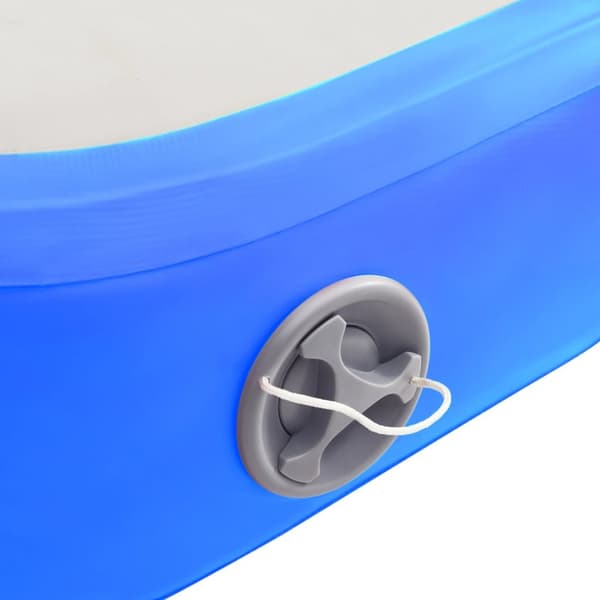 Uppblåsbar gymnastikmatta med pump 600x100x15 cm PVC blå
