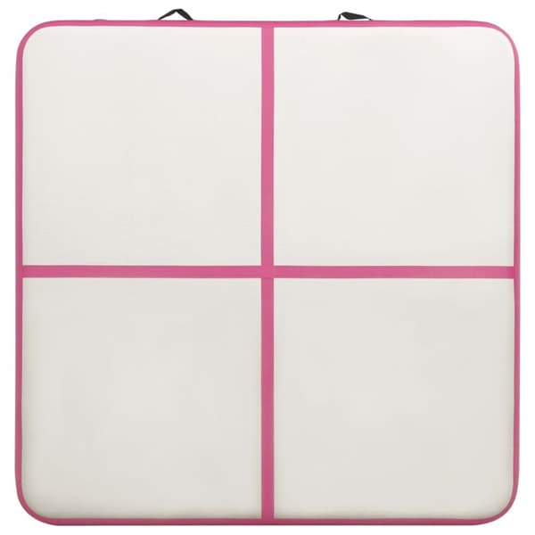 Uppblåsbar gymnastikmatta med pump 200x200x20 cm PVC rosa