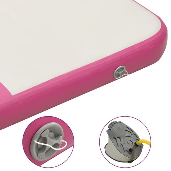 Uppblåsbar gymnastikmatta med pump 200x200x20 cm PVC rosa