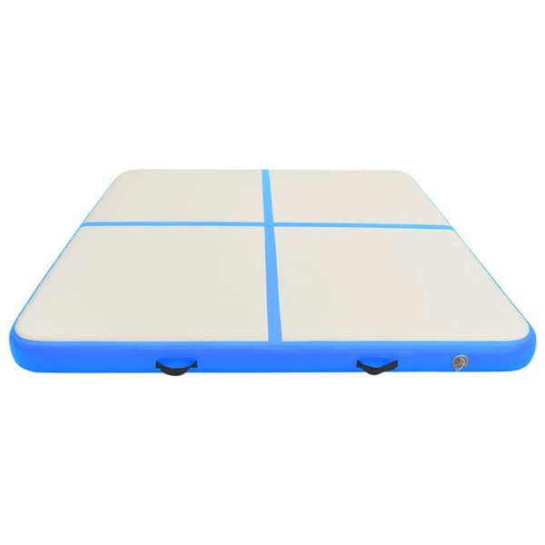 oppustelig gymnastikmåtte med pumpe 200x200x20 cm PVC blå