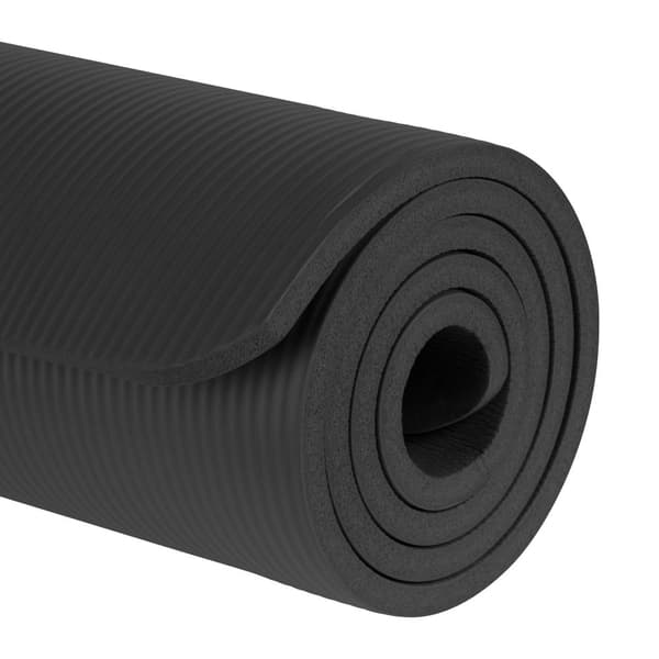 Gymnastikmatta för yoga, pilates, fitness, 183x61cm, tjocklek 1,5cm, NBR-material, svart, REBEL ACTIVE