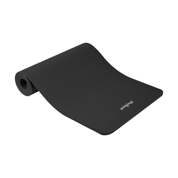 Gymnastikmatta för yoga, pilates, fitness, 183x61cm, tjocklek 1,5cm, NBR-material, svart, REBEL ACTIVE