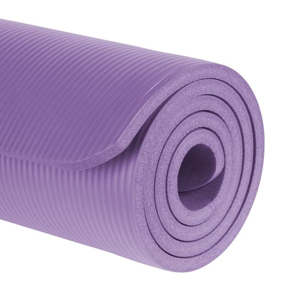 Gymnastikmatta för yoga, pilates, fitness, 183x61cm, tjocklek 1,5cm, NBR-material, lila, REBEL ACTIVE