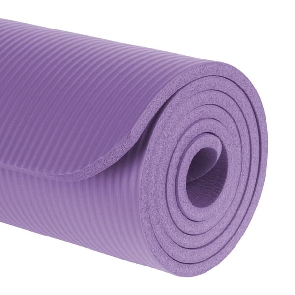 Gymnastikmåtte til yoga, pilates, fitness, 183x61cm, tykkelse 1cm, NBR materiale, lilla, REBEL ACTIVE