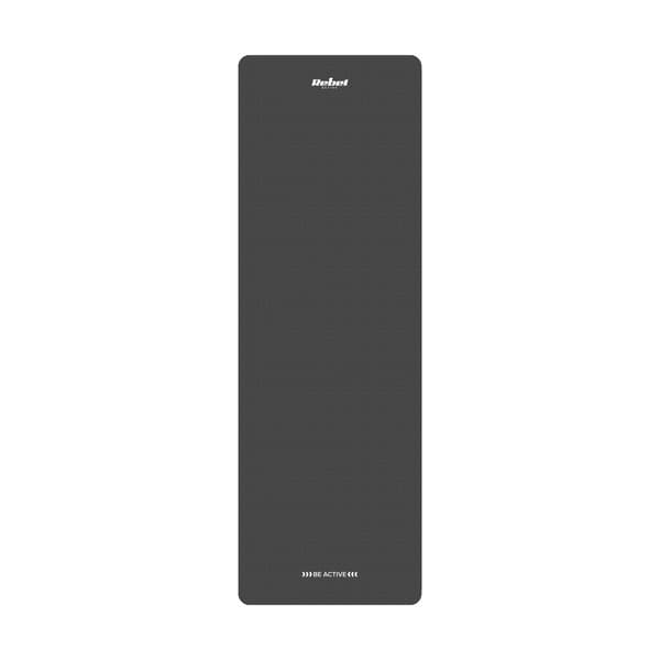 Gymnastikmåtte til yoga, pilates, fitness, 183x61cm, tykkelse 6mm, TPE materiale, sort, REBEL ACTIVE