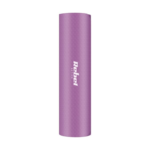 Gymnastikmatta för yoga, pilates, fitness, 183x61cm, tjocklek 6mm, TPE-material, lila, REBEL ACTIVE