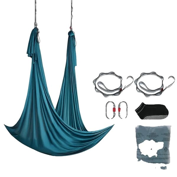 Luftig Yoga Hammock, Nylon Tyg, Fullständig Riggningsutrustning, Grön Green
