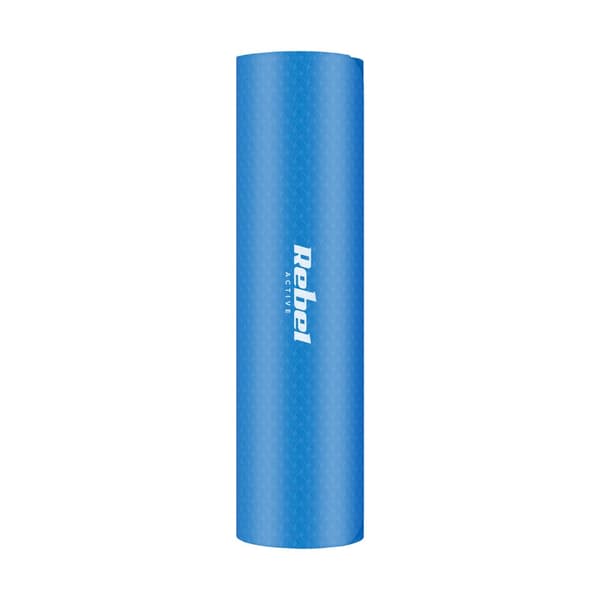 Gymnastikmatta för yoga, pilates, fitness, 183x61cm, 6mm tjock, TPE-material, blå, REBEL ACTIVE