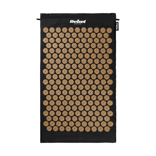 Sundhedsmåtte med akupressurpigge med pude, 72x42cm, gyldne pigge, Rebel Active