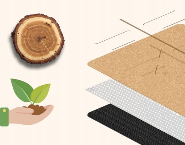 YOGAMATTA KORK ANTI-SLIP MED MÖNSTER FÖR ÖVNINGAR GUMMIKOMFORT