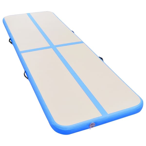 Uppblåsbar gymnastikmatta med pump 700x100x10 cm PVC blå