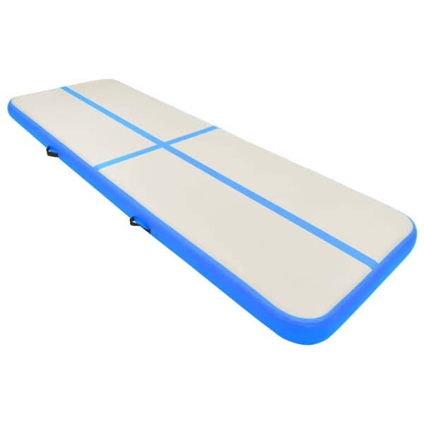 Uppblåsbar gymnastikmatta med pump 400x100x20 cm PVC blå