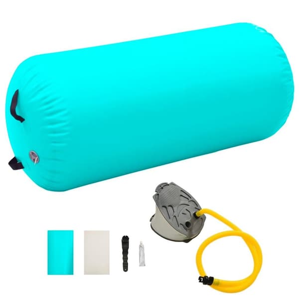 vidaXL oppustelig gymnastikrulle med pumpe 120x75 cm PVC grøn
