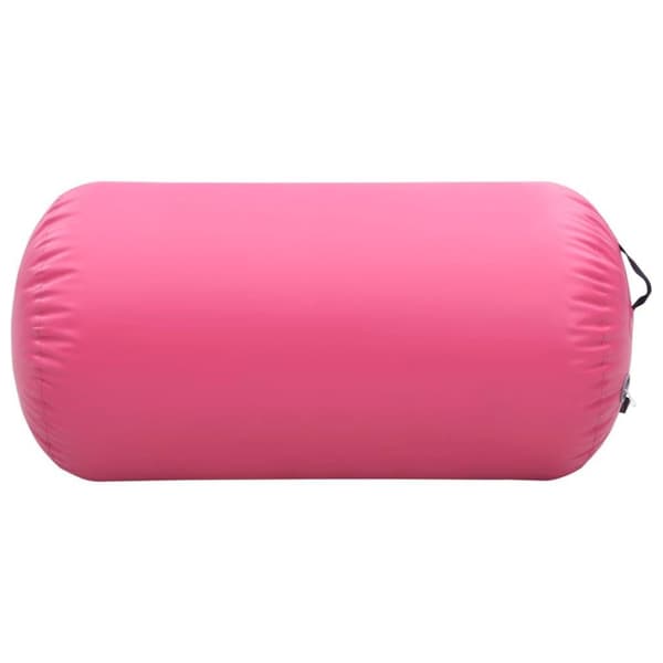 vidaXL oppustelig gymnastikrulle med pumpe 120x90 cm PVC lyserød