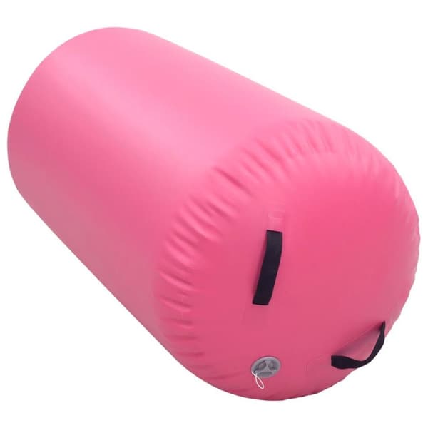 vidaXL oppustelig gymnastikrulle med pumpe 120x90 cm PVC lyserød