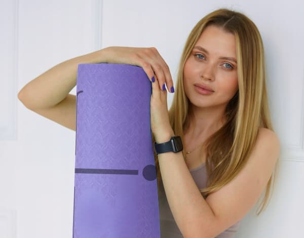 ANTI-SLIP YOGA MÅTE MED TRÆNINGSMØNSTER HOLDBAR KOMFORTABEL STOR