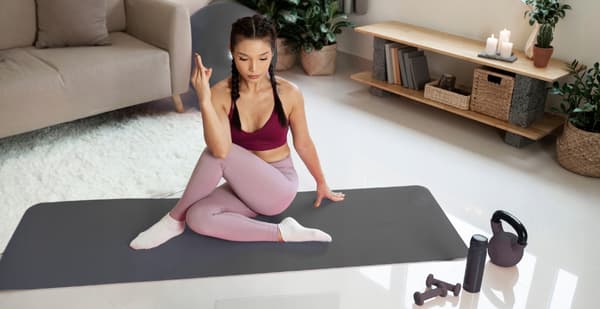 ANTI-SLIP YOGAMATTA 1 CM TJOCK FÖR ÖVNING SLÅBAR BEKVÄMLIG