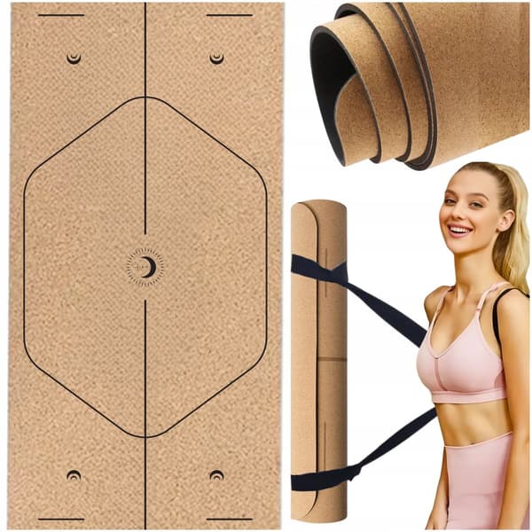 ANTI-SLIP YOGAMATTA MED MÖNSTER FÖR ÖVNINGAR, KORK-GUMMI, BEKVÄM