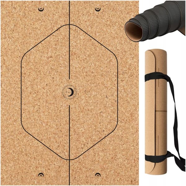 YOGAMATTA ANTI-SLIP MED MÖNSTER FÖR ÖVNINGAR CORK COMFORT LARGE