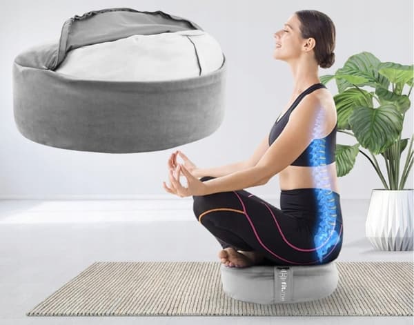 YOGA PUDE RUND GRÅ AFSLAPPENDE TIL MEDITATION MED BOGHVEDE