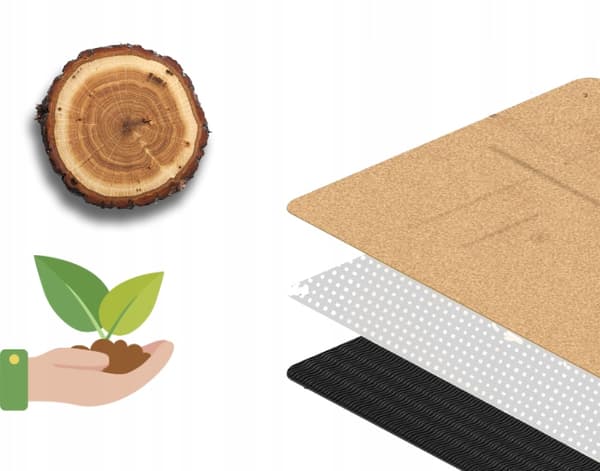 CORK YOGA MATTA ANTI-SLIP MED ELEFANTMÖNSTER FÖR TRÄNINGSGUMMI