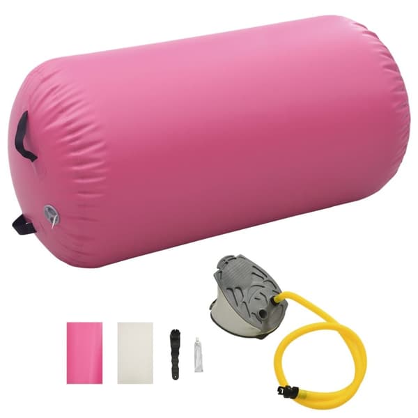 Uppblåsbar gymnastikrulle med pump 120x90 cm PVC rosa