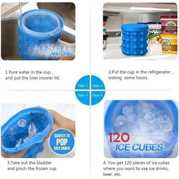 Ice Genie, Ice Cube Maker Genie, 2 i 1 Ice Cube silikonformar för whiskycocktail och vilken dryck som helst