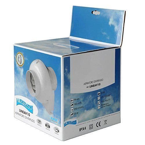 Ventilation linjev10 centrifugalsug för ventilationskanaler vit diameter 100 mm-4