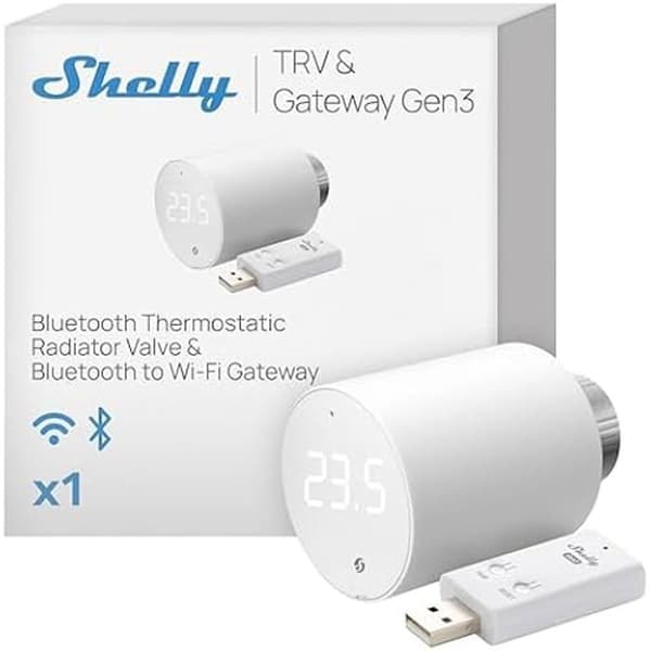 Anslutet termostathuvud - Shelly - Blu TRV - Bluetooth roterande ventil - Wi-Fi-anslutning - Noggrannhet ±0,1°C