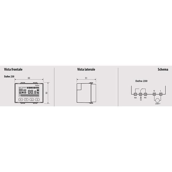Chronotermostat - Vemer - Dafne - Vit/Antracit - Veckoprogrammering - 230V AC