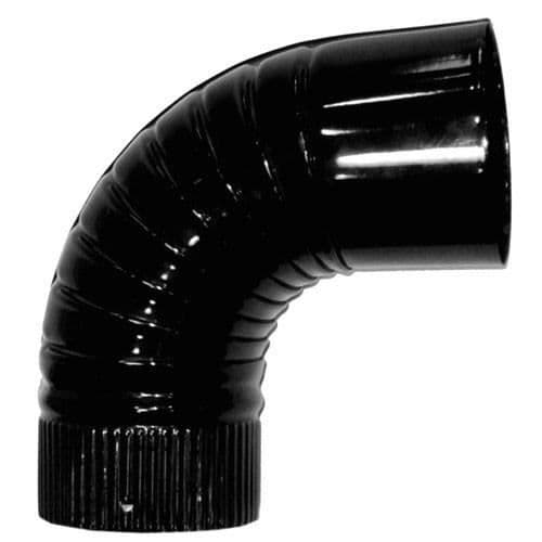 Glaserad svart kaminbåge 100mm - Wolfpack - 90 grader - Trä