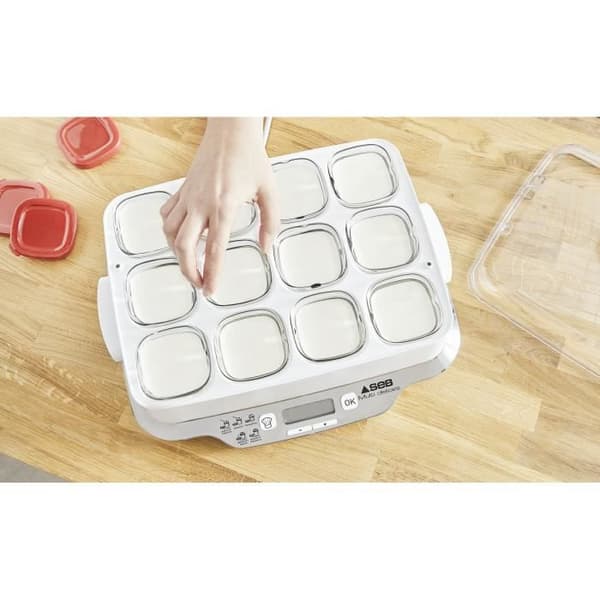 SEB YG661500 Multidélices Express Yoghurt Maker, 12 x 140 ml krukor, BPA-fri, Hemlagad yoghurt och mjölkdesserter, 5 automatiska program