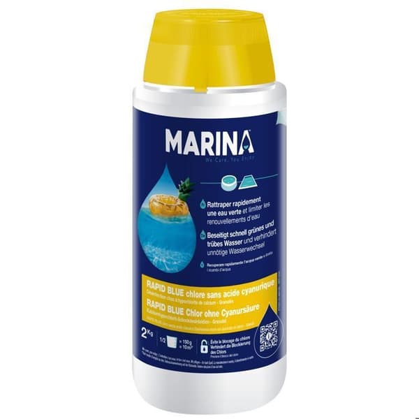 Rapid Blue Calcium Hypochlorite 2KG swimmingpool - ostabiliserade klorgranulat