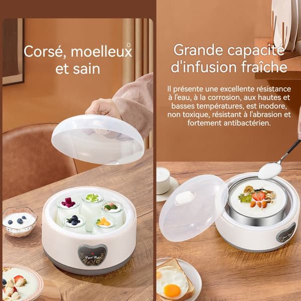 Yaourtiere INN® 12L med 5 serveringskoppar Liten helt automatisk yoghurtfermenteringsmaskin för hemmet