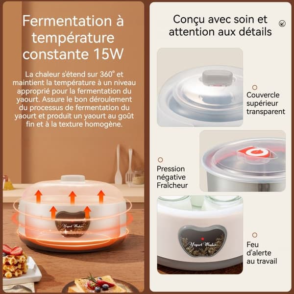 Yaourtiere INN® 12L med 5 serveringskoppar Liten helt automatisk yoghurtfermenteringsmaskin för hemmet